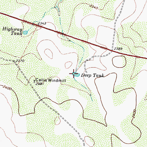 Topographic Map of Deep Tank, TX