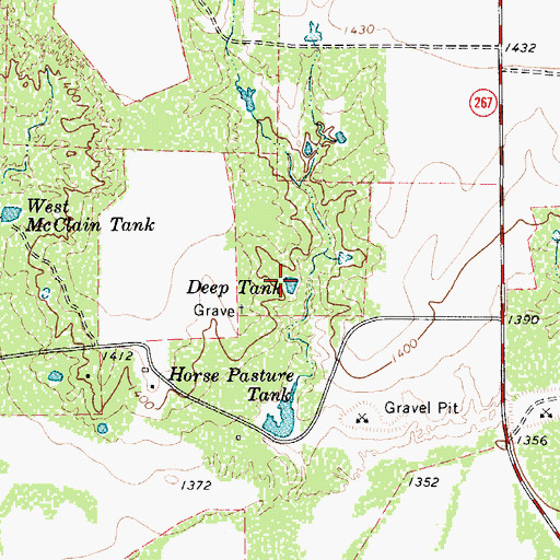Topographic Map of Deep Tank, TX