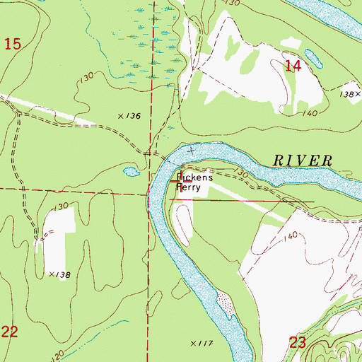 Topographic Map of Nances Ferry (historical), AL