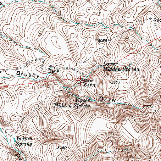 Topographic Map of Deer Camp, TX