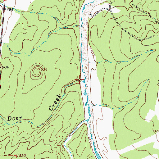 Topographic Map of Deer Creek, TX