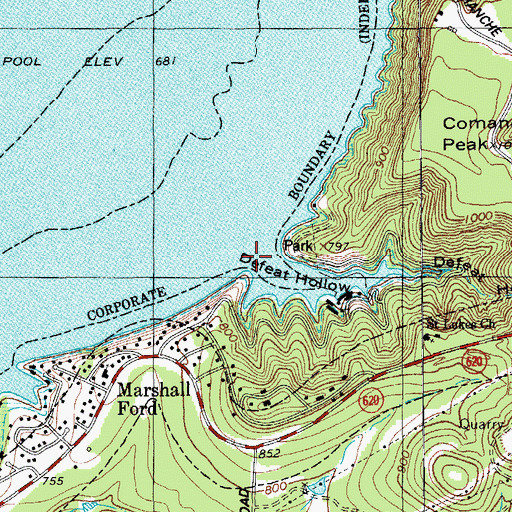 Topographic Map of Defeat Hollow, TX