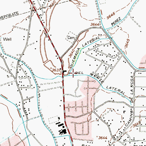 Topographic Map of Del Monte Lateral, TX