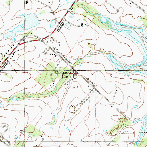 Topographic Map of Delgado Cemetery, TX