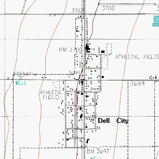 Topographic Map of Dell City, TX