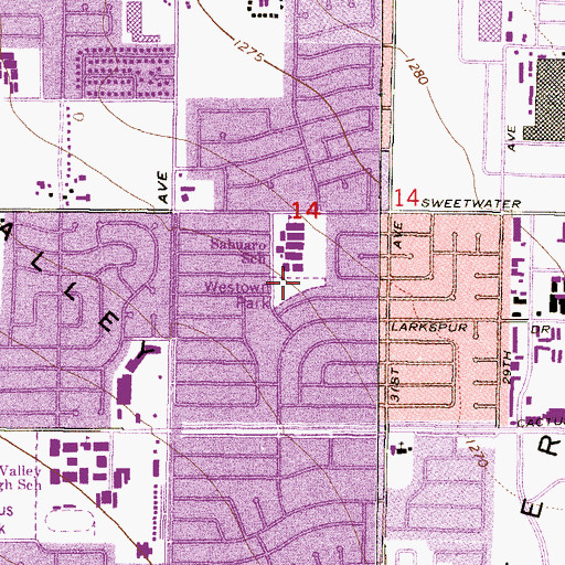 Topographic Map of Westown Park, AZ