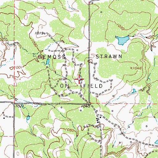 Topographic Map of Demoss- Strawn Oil Field, TX