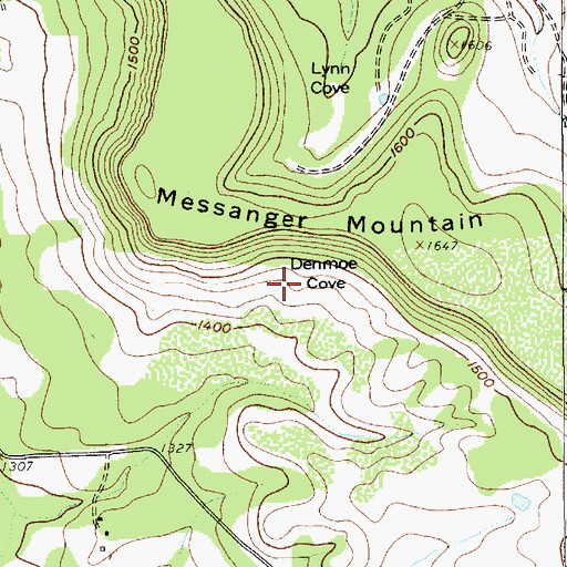 Topographic Map of Denmoe Cove, TX