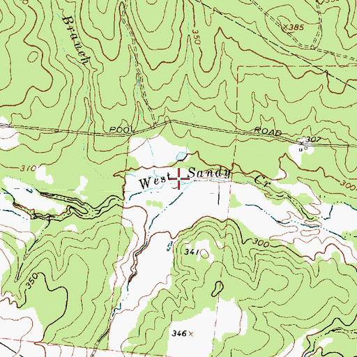 Topographic Map of Dennis Branch, TX