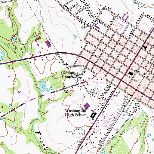 Topographic Map of Dennis Chapel, TX