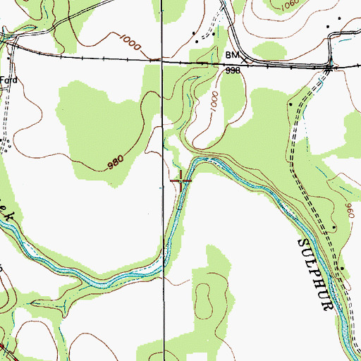 Topographic Map of Denson Branch, TX