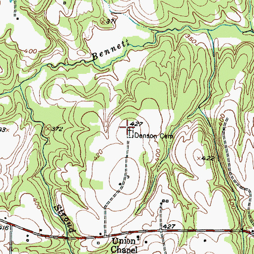 Topographic Map of Denson Cemetery, TX