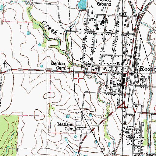 Topographic Map of Denton Cemetery, TX