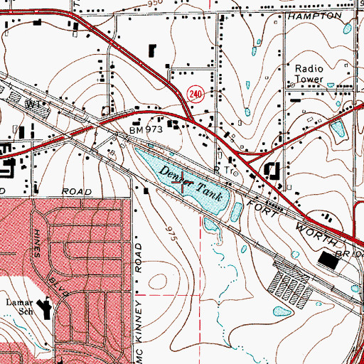 Topographic Map of Denver Tank, TX