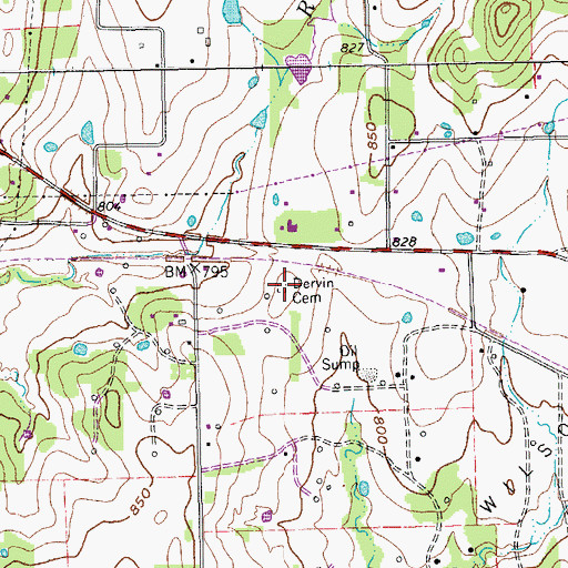 Topographic Map of Dervin Cemetery, TX