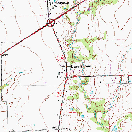 Topographic Map of Desert Cemetery, TX