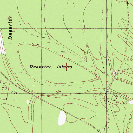 Topographic Map of Deserter Island, TX