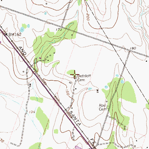 Topographic Map of Dethloff Cemetery, TX