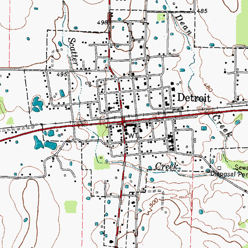 Topographic Map of Detroit, TX