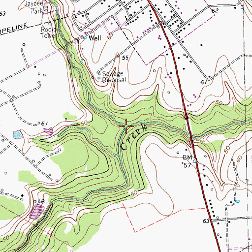 Topographic Map of Devers Creek, TX