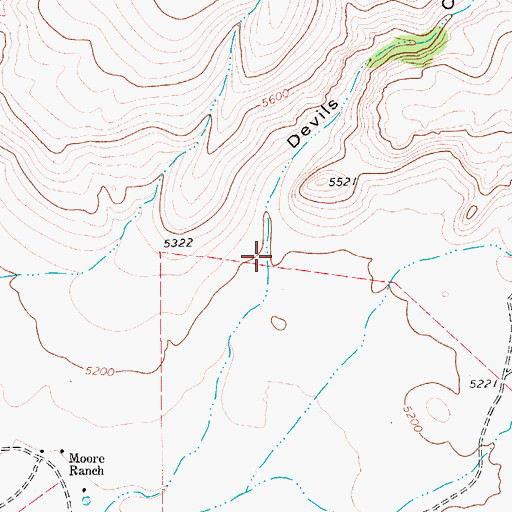 Topographic Map of Devils Canyon, TX