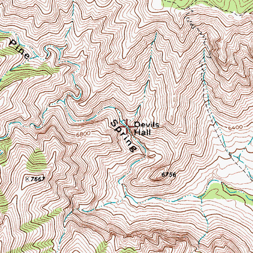 Topographic Map of Devils Hall, TX