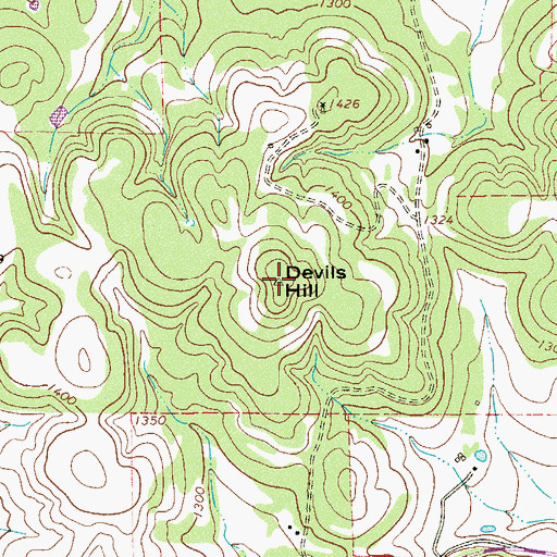 Topographic Map of Devils Hill, TX
