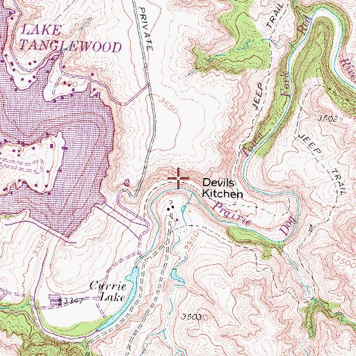 Topographic Map of Devils Kitchen, TX