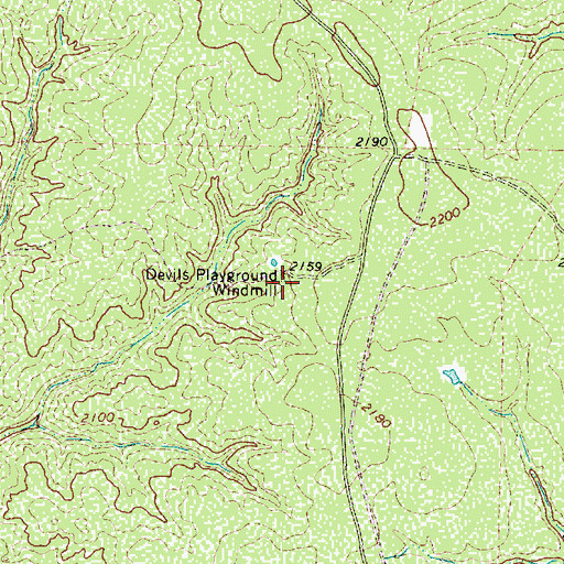Topographic Map of Devils Playground Windmill, TX