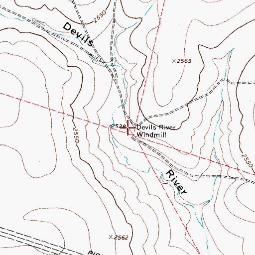 Topographic Map of Devils River Windmill, TX