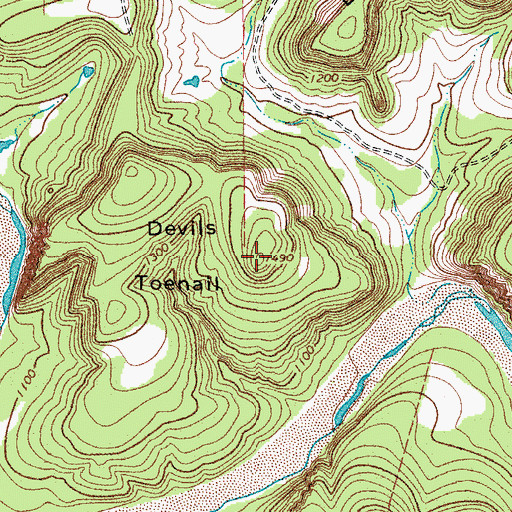 Topographic Map of Devils Toenail, TX