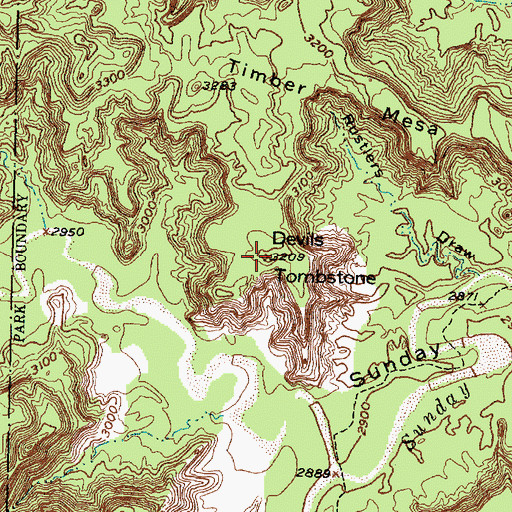 Topographic Map of Devils Tombstone, TX