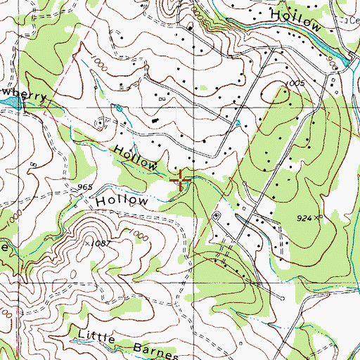 Topographic Map of Dewberry Hollow, TX