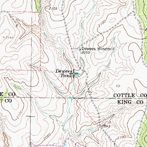 Topographic Map of Dewees Tank, TX