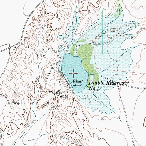 Topographic Map of Diablo Reservoir Number One, TX
