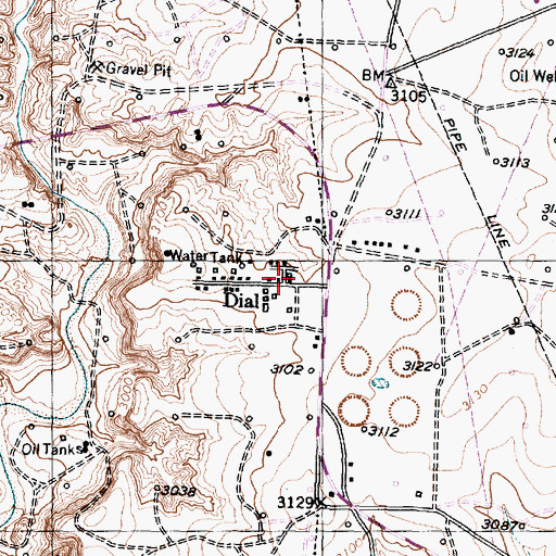 Topographic Map of Dial, TX