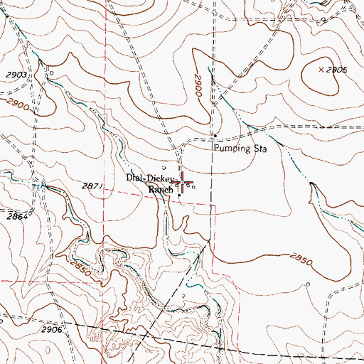 Topographic Map of Dial-Dickey Ranch, TX