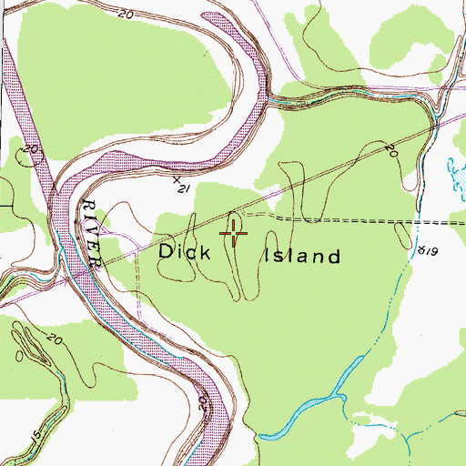 Topographic Map of Dick Island, TX