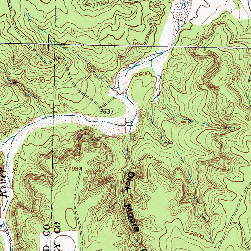 Topographic Map of Dick Moore Canyon, TX