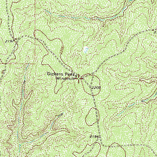 Topographic Map of Dickens Pens Windmill, TX