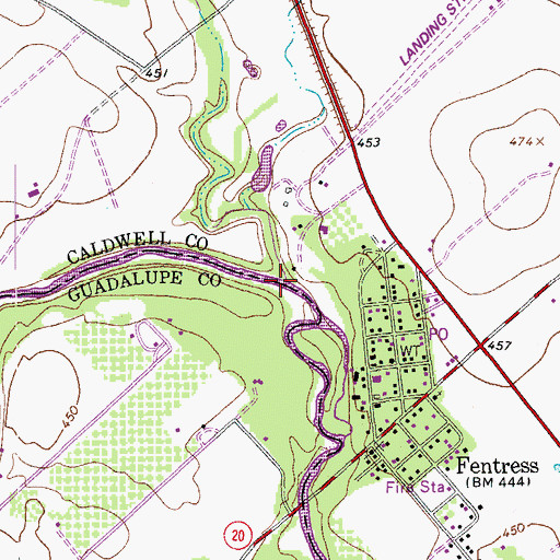 Topographic Map of Dickerson Creek, TX