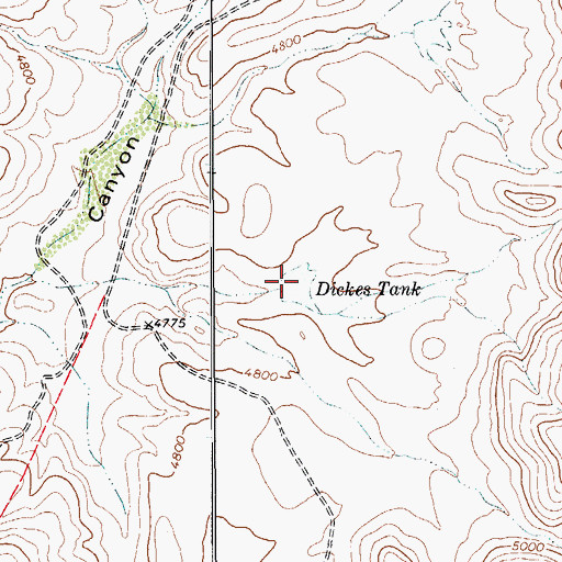 Topographic Map of Dickes Tank, TX