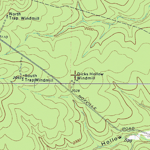 Topographic Map of Dicks Hollow Windmill, TX