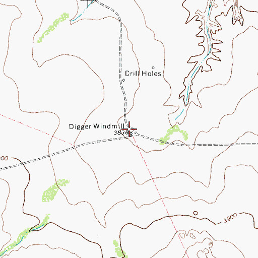 Topographic Map of Digger Windmill, TX