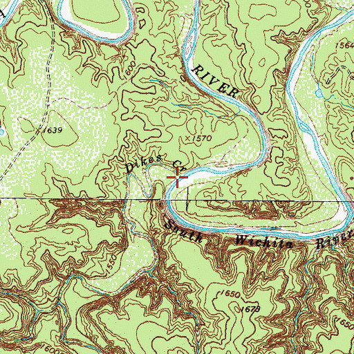 Topographic Map of Dikes Creek, TX