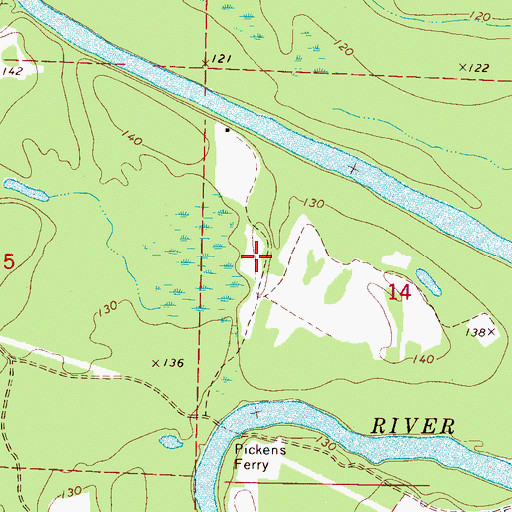 Topographic Map of Pickensville Cut Off, AL