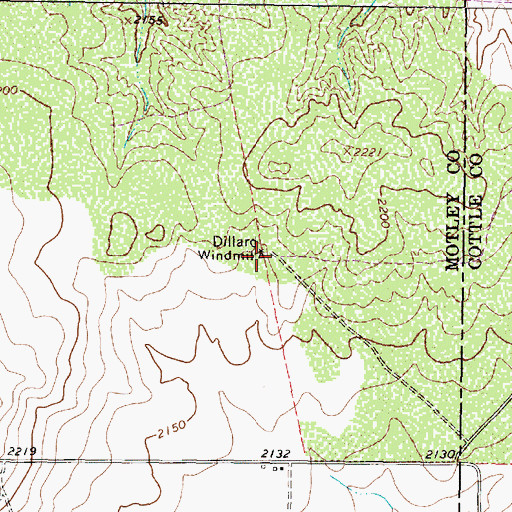 Topographic Map of Dillar Windmill, TX