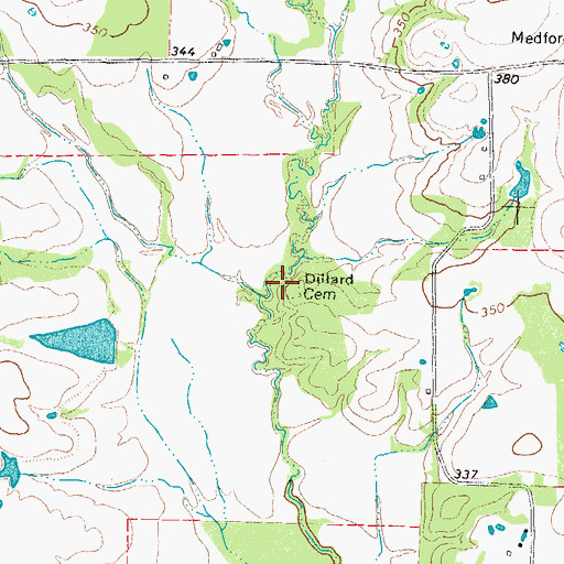 Topographic Map of Dillard Cemetery, TX