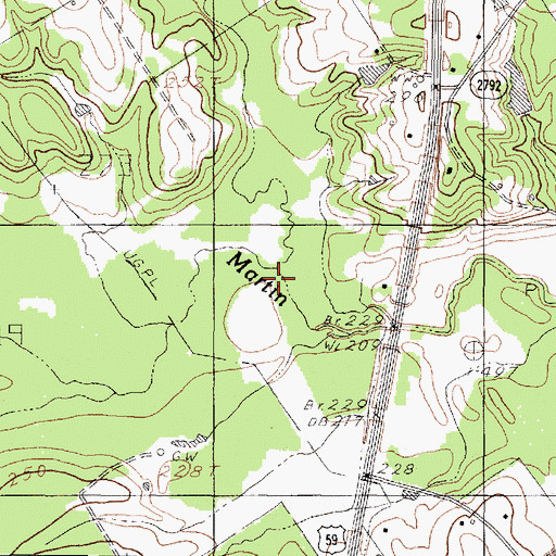 Topographic Map of Dillard Creek, TX
