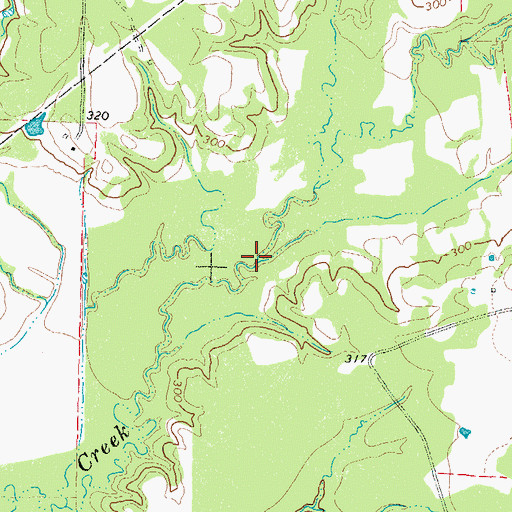 Topographic Map of Dillard Creek, TX
